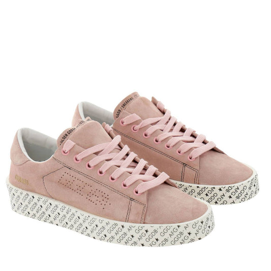 Chic Pink Leather Sneakers with Rubber Sole