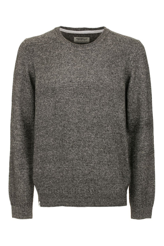 Elegant Gray Crewneck Cotton Blend Sweater