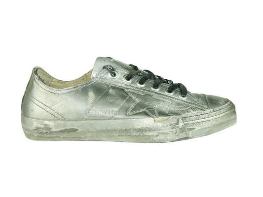 Silver Italian Leather Sneakers