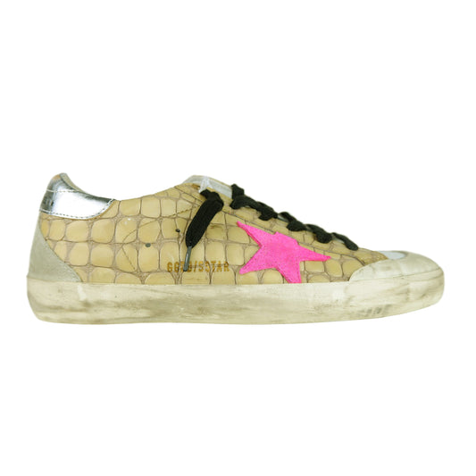 Chic Crocodile Print Leather Sneakers