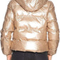 Beige Nylon Down Jacket with Removable Hood