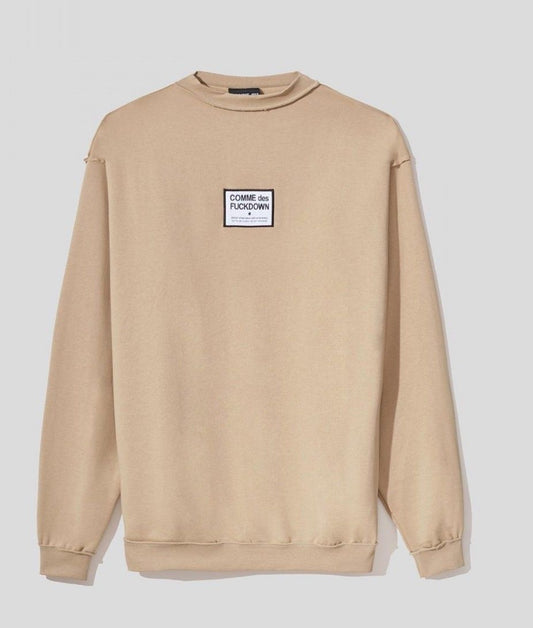 Beige Cotton Logo Sweater - Italian Crafted