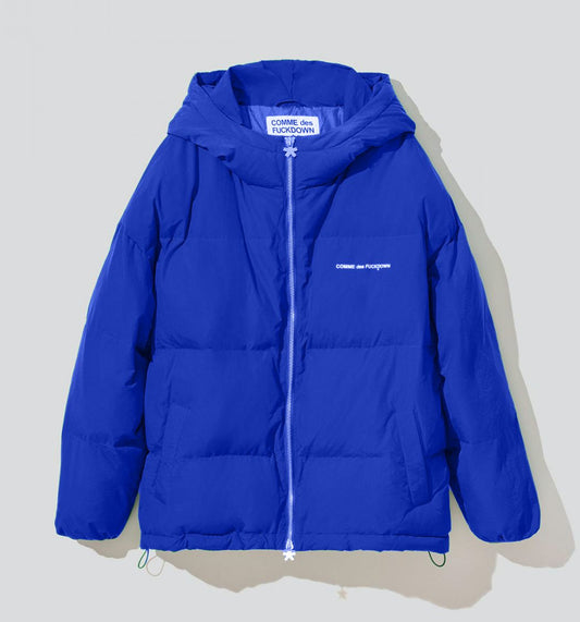 Chic Blue Hooded Jacket with Iconic Logo