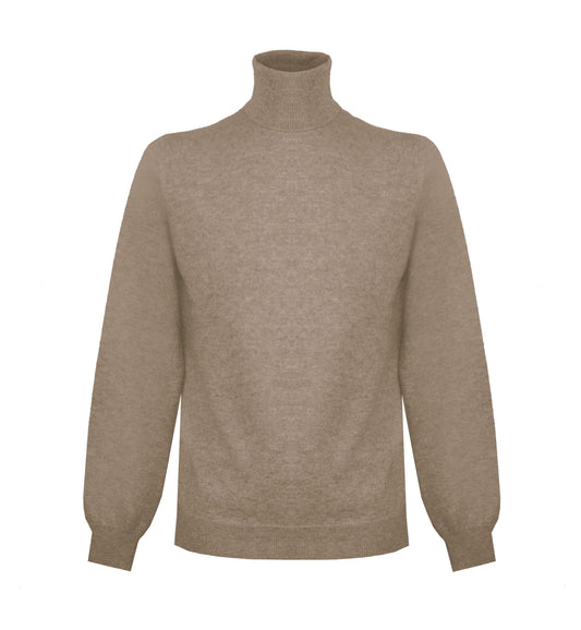 Beige High Neck Cashmere Sweater