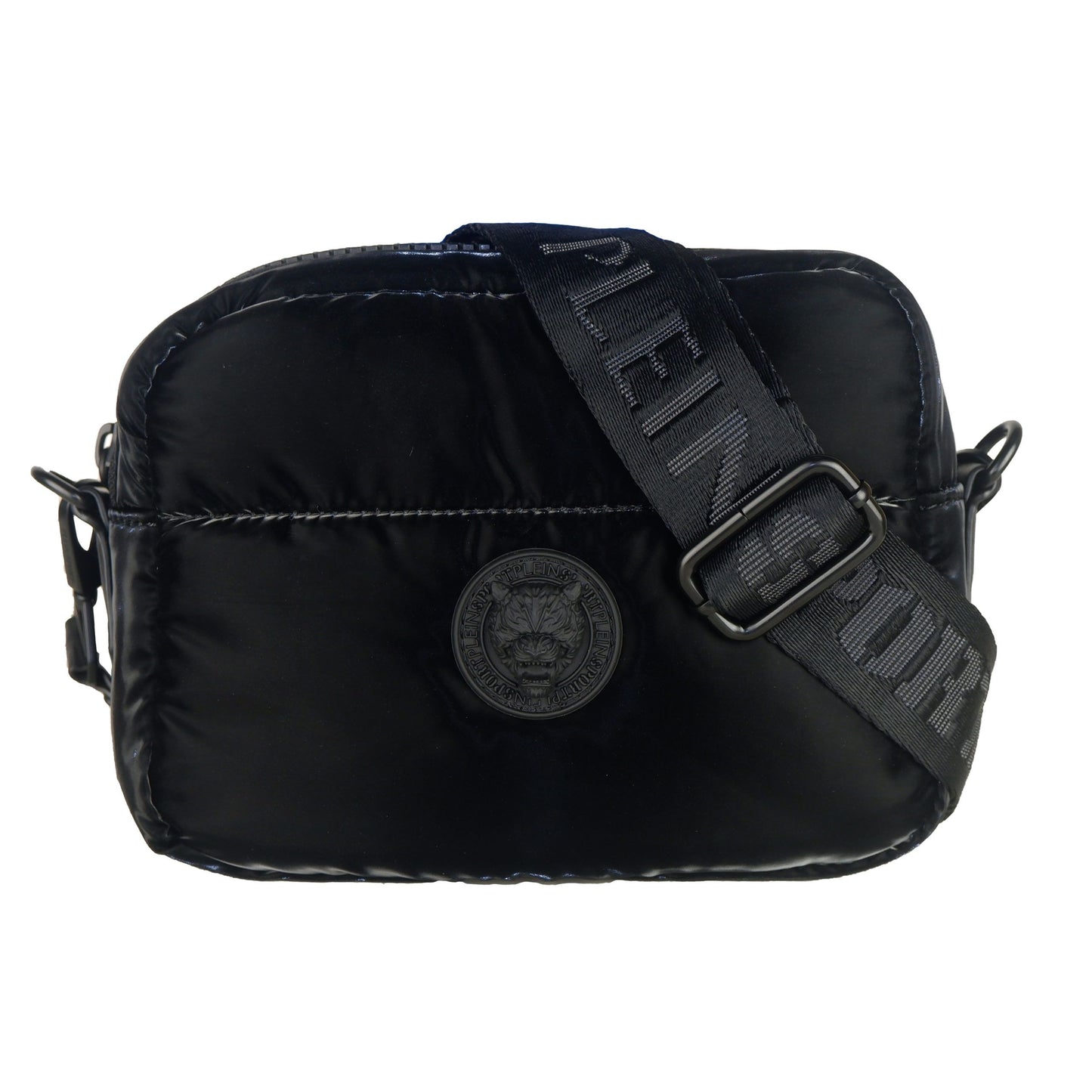 Sleek Black Crossbody Bag with Iconic Logo