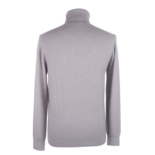 Sleek Grey High Collar Cashmere Sweatshirt