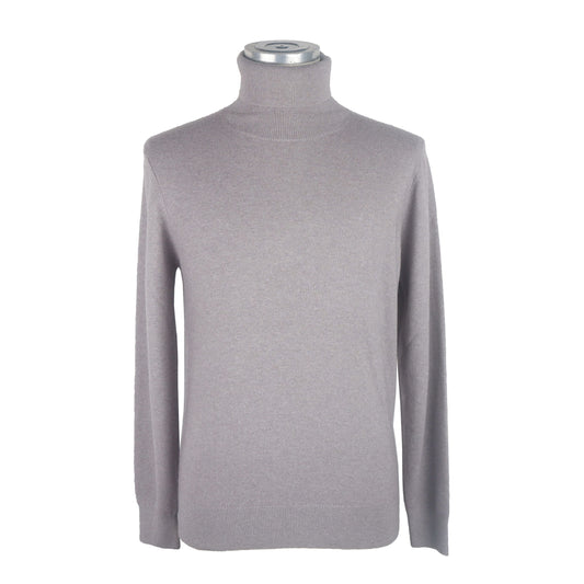 Sleek Grey High Collar Cashmere Sweatshirt