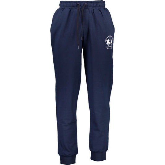 Blue Cotton Blend Sweatpants with Logo Detail