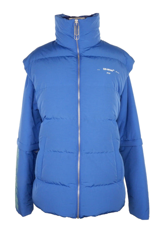 Chic Blue Puffer with Detachable Sleeves