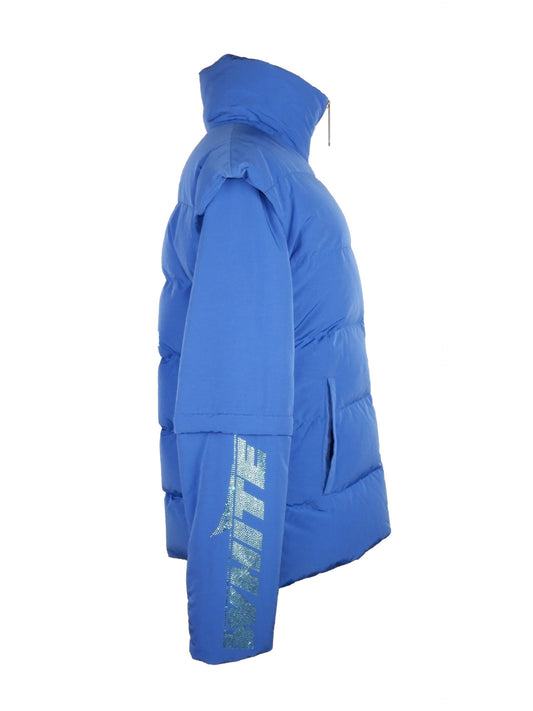 Chic Blue Puffer with Detachable Sleeves