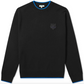 Chic Black Cotton Sweater with Blue Accented Edges