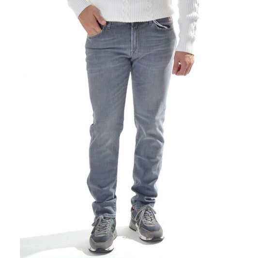Chic Gray Stretch Cotton Jeans - Italian Craftsmanship