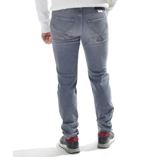 Chic Gray Stretch Cotton Jeans - Italian Craftsmanship