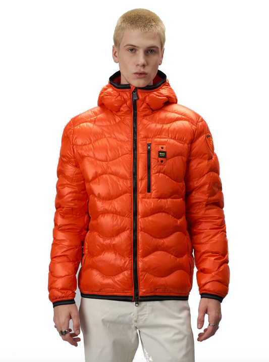 Orange Goose Down Zip Jacket