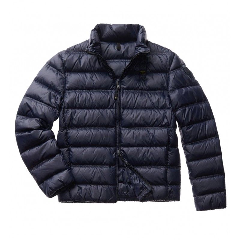Chic Blue Quilted Hooded Down Jacket