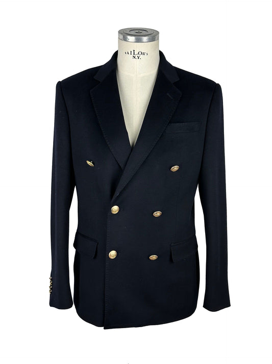 Navy Double-Breasted Wool Jacket