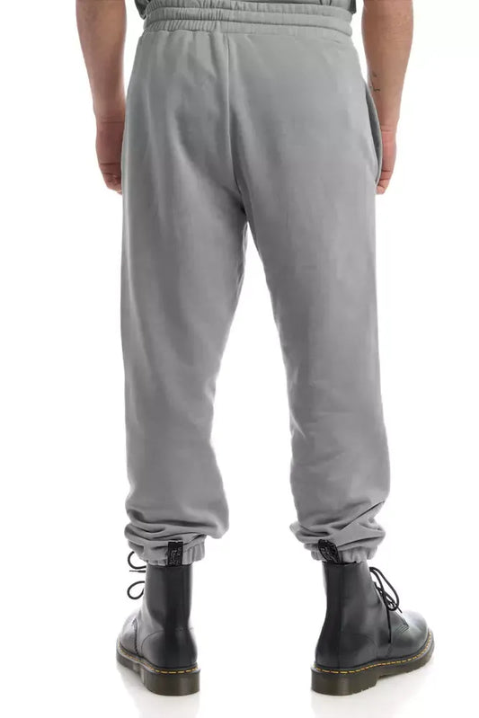 Chic Gray Cotton Track Pants with Drawstring