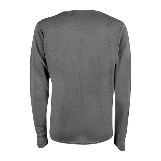 Chic Gray Cotton Crew Neck Sweater for Men