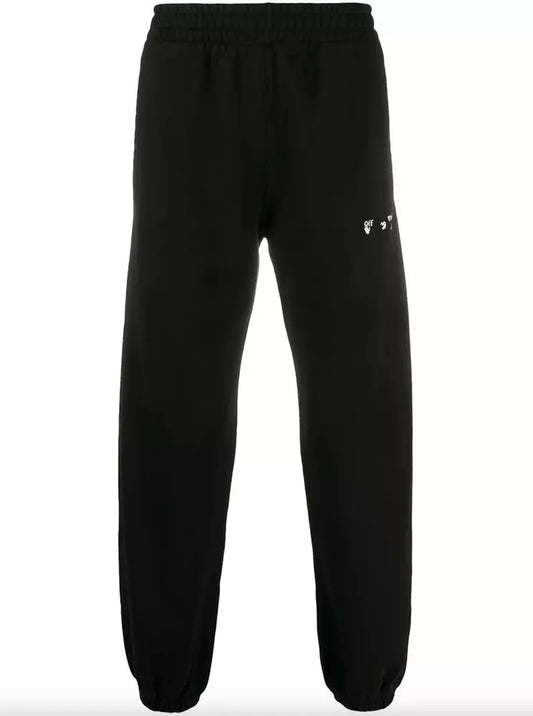 Sleek Black Cotton Logo Pants