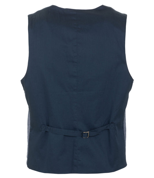 Abstract Motif Cotton Vest in Blue