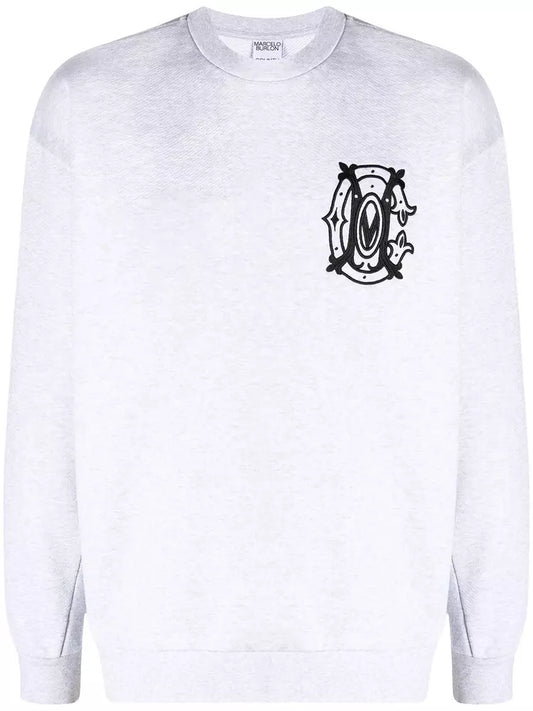 Embroidered Logo Grey Crewneck Sweatshirt