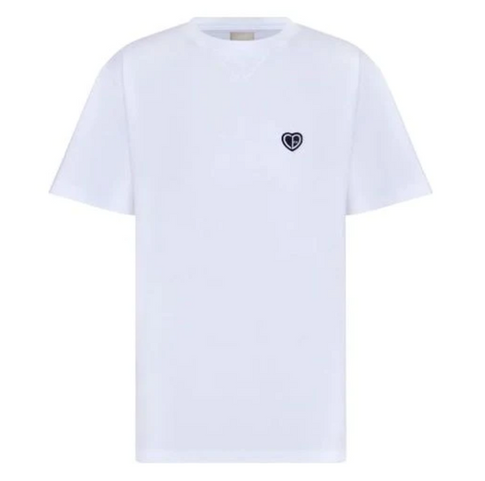 Embroidered Heart Logo Cotton T-Shirt