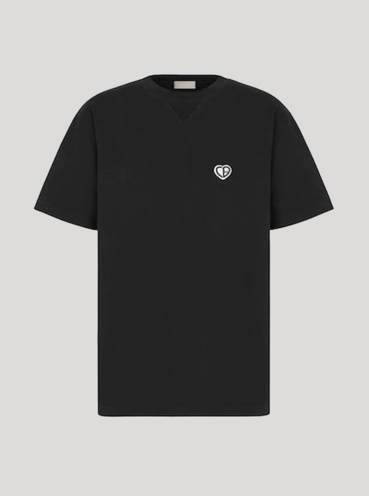 Embroidered Heart Logo Black T-Shirt