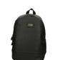 Sleek Black Designer Backpack with Metal Logo