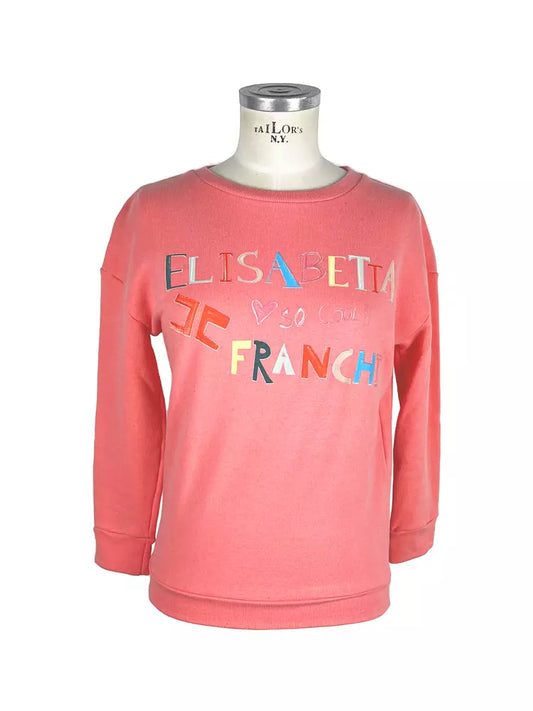 Peach Pink Cotton Sweatshirt with Front Print