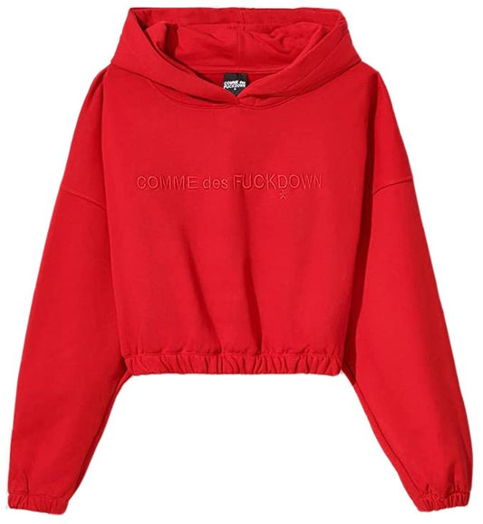 Chic Red Hooded Sweatshirt With Embroidered Logo