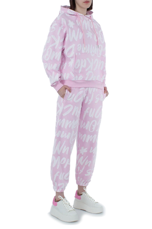 Chic Pink Cotton Tracksuit Trousers for Women