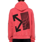 Red Hooded Cotton Sweatshirt with Graphic Print
