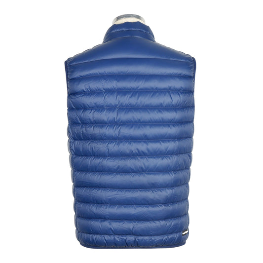 Elegant Sleeveless Blue Down Jacket with Red Lining