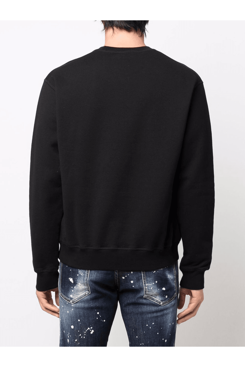 Elegant Black Cotton Sweater with Contrast Design