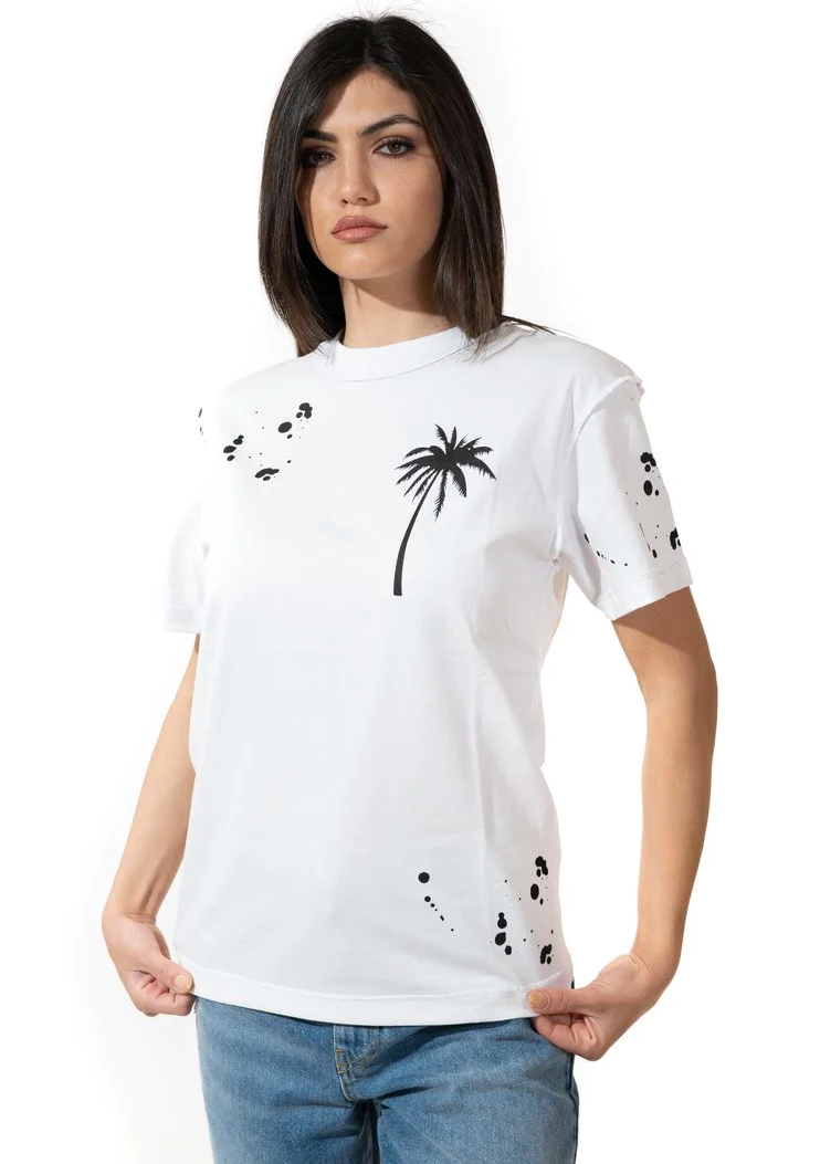Inverted Seam Cotton Tee with Palm Logo