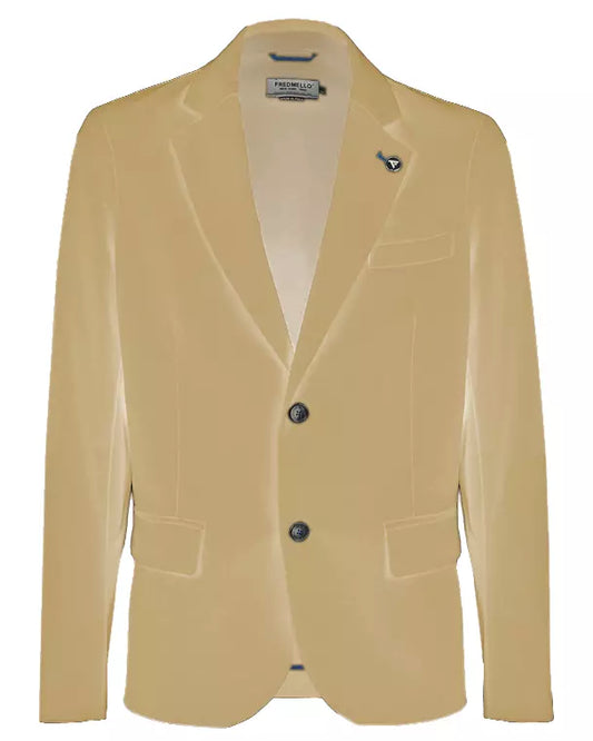 Elegant Beige Cotton Blend Jacket