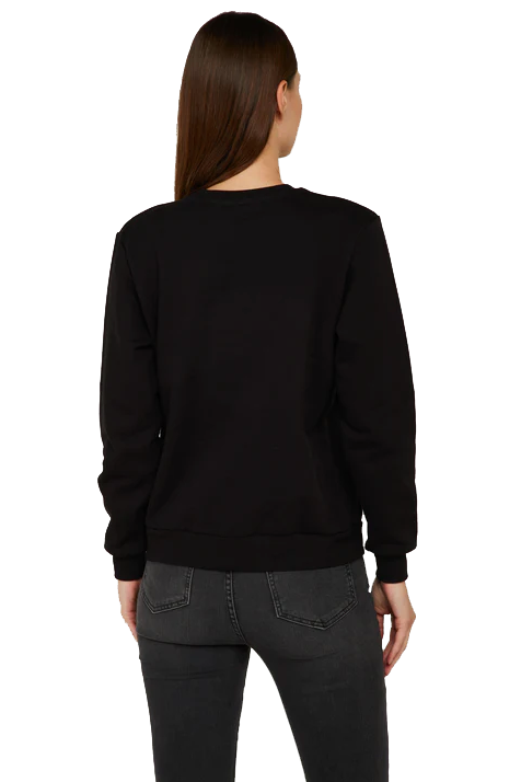 Elegant Black Crewneck Sweatshirt with Floral Accent