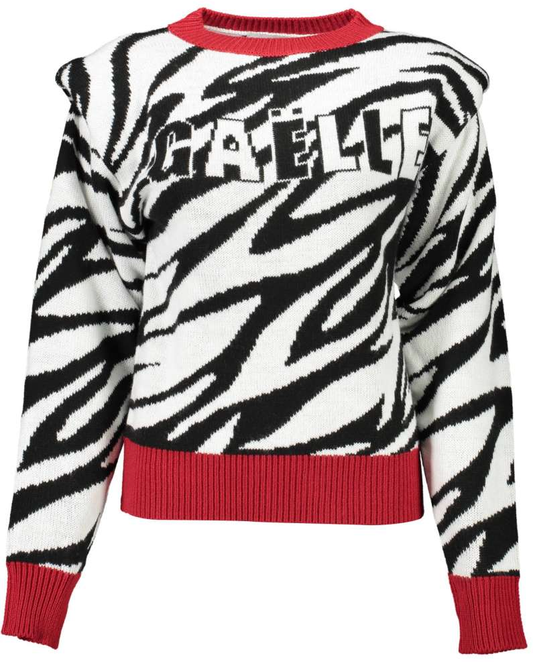 Zebra Chic Acrylic Blend Sweater With Red Trims