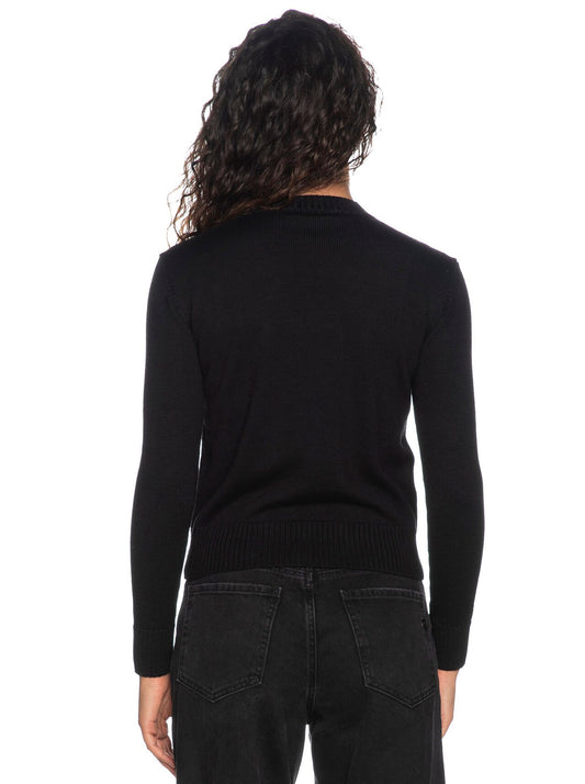 Elegant Black Wool-Blend Pullover with Fantasy Design