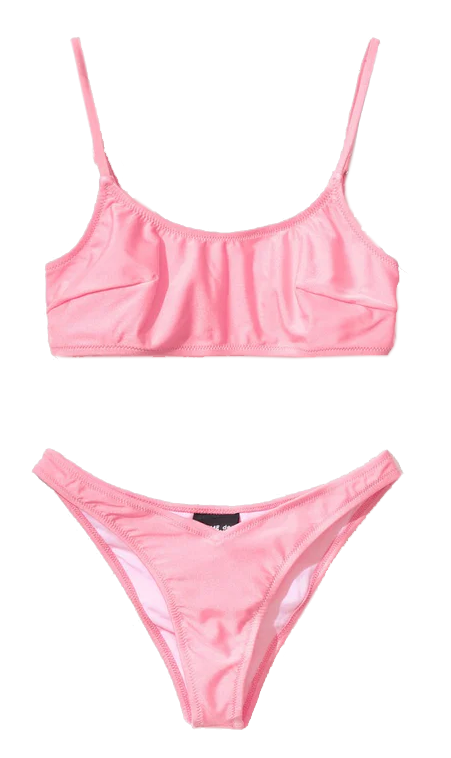 Chic Logo-Print Pink Bikini Swimsuit
