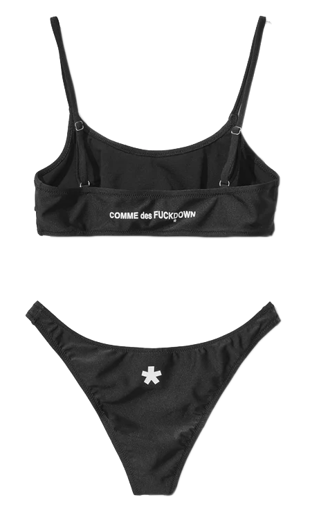 Sleek Black Nylon Bikini with Chic Logo Detail