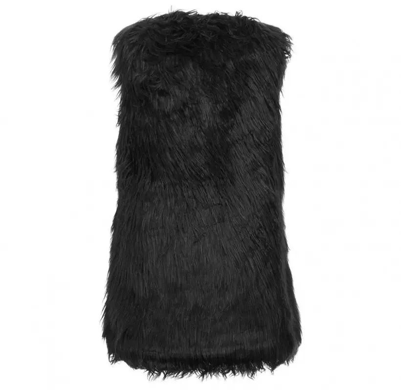 Chic Faux Fur Zip Vest In Elegant Black