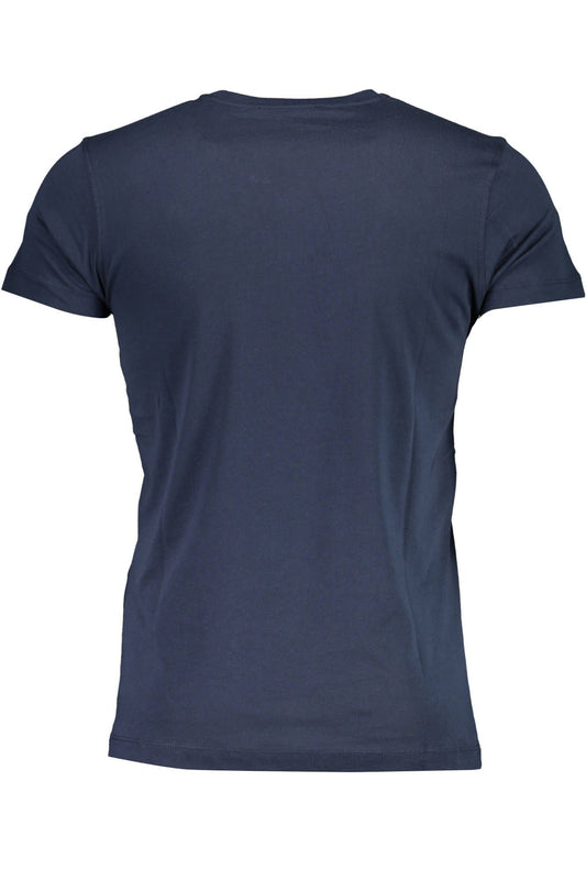 Sophisticated Blue Crew Neck Tee with Signature Print