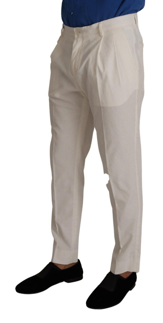 Elegant Tapered Corduroy Pants in Off White