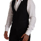 Elegant Black Wool Blend Dress Vest