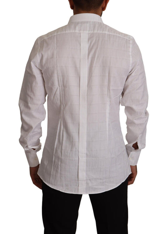 Elegant White Cotton Dress Shirt - Slim Fit