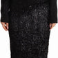 Elegant Black Embellished Sheath Midi Dress