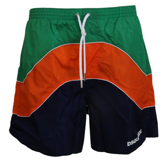 Multicolor Logo Print Men Beachwear Swimwear Short