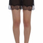 Elegant Black Floral Lace Silk Shorts
