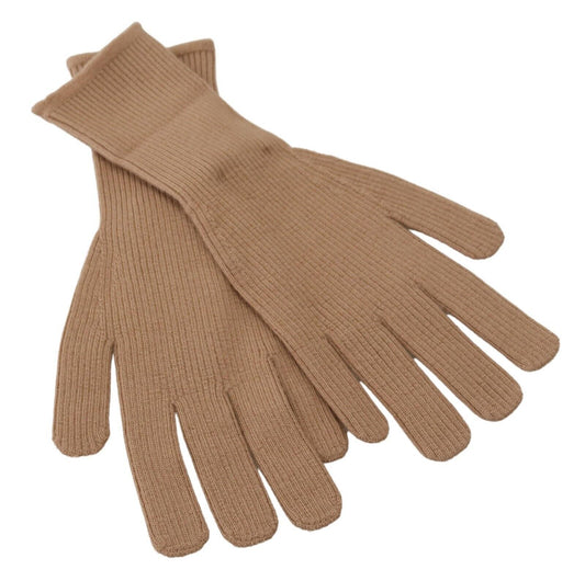 Beige Cashmere Knitted Hands Mitten Mens Gloves